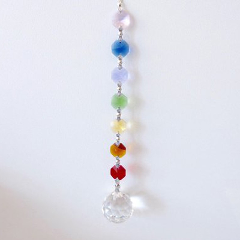 1 stks Opknoping Crystal Suncatcher Ball Prism Hanger Chakra Kleuren Octagon Kralen Regenboog Maker Home Decoratie