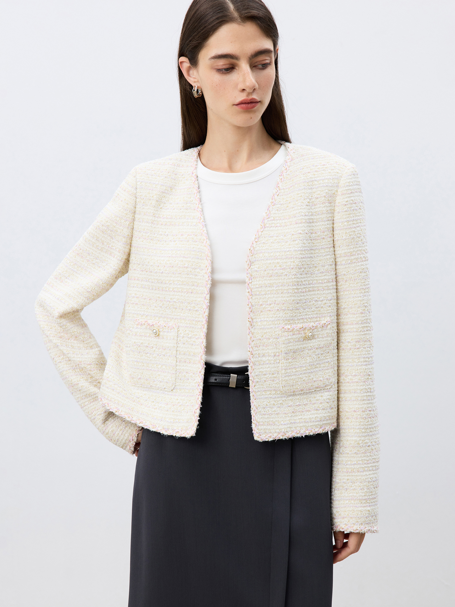 Ziqiao petite size jakke dame forårsjakke koreansk stil hvid high-end kort top afslappet løse damefrakker 25 zq 91136