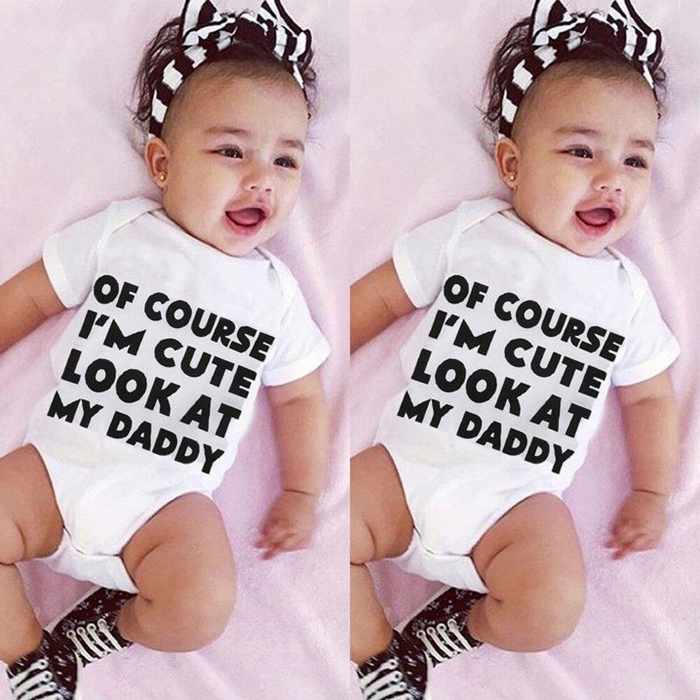 Newborn Infant Baby Girl Boy Short Sleeve Letter Romper Jumpsuit Outfits Clothes Toys Casual Daily 0-18M baby Romper