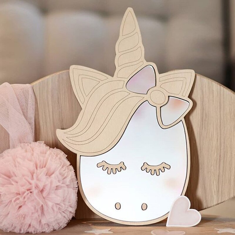 Bricolage chambre d'enfants miroirs muraux décoratifs acrylique décor à la maison cadre en bois pépinière mignon dessin animé miroir Stickers muraux