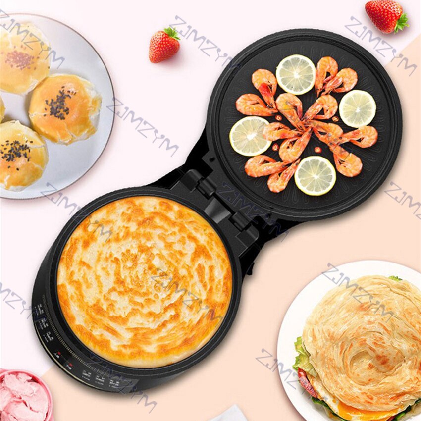 Electric Baking Pan 1200W Non-Stick Crepe Maker Frying Pan Pizza Baking Machine Pancake Maker Double-Sided Heating Steak Cooker