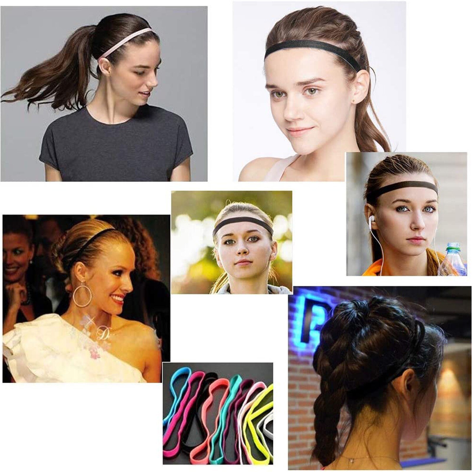 3 uds banda para la cabeza cabello cinta diadema tramo hombre abrigo elástico deportes delgada Fitness forma Anti-cinta de cabeza para el sudor de Color sólido