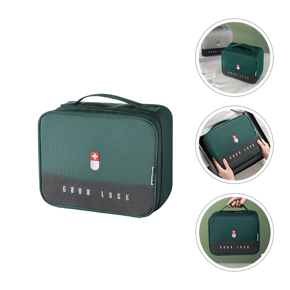 Zippered First Aid Bag Medication Organizer Oxford Cloth Travel Medicine Case: Default Title