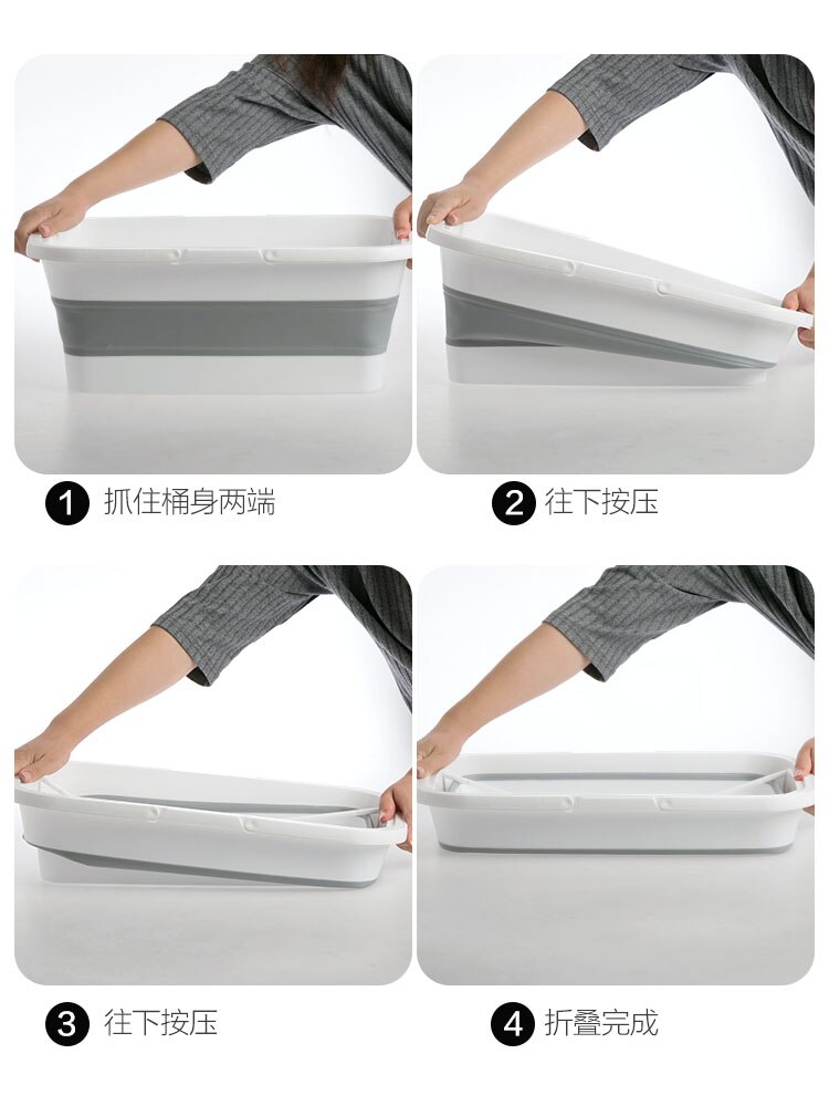 Portatile Pieghevole Mocio Secchio Rettangolare di Pulizia Del Veicolo Bacinella di Plastica per Uso Domestico di Grandi Dimensioni Mocio Barile Acqua Serbatoio di Stoccaggio