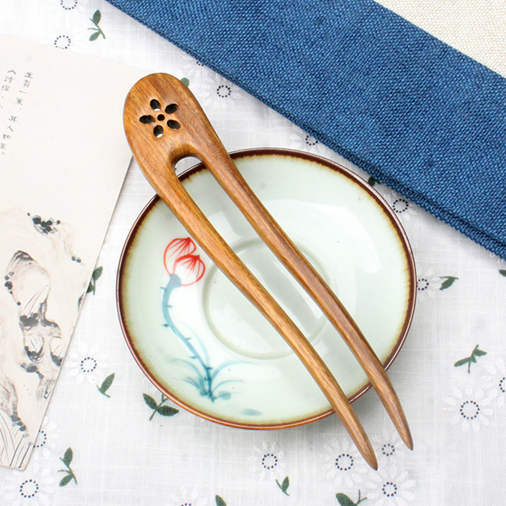 Palillos chinos simples para el cabello, horquillas de madera en forma de U para el cabello para mujer, accesorios para hacer moños, tocados de Retro: Color dorado