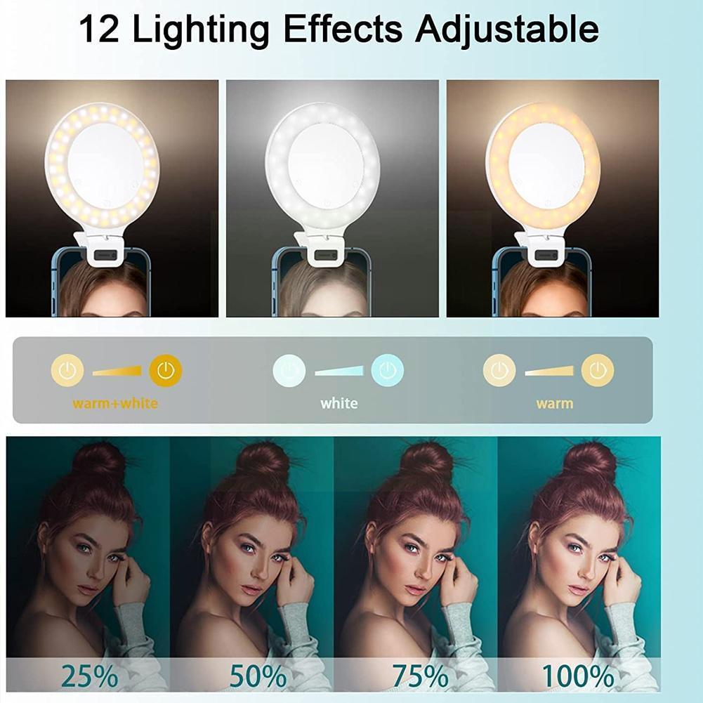 Selfie Ring Light Control Light Rechargeable Makeup Led Lightwith 3 Light Modes For Smartphone Video Recording D8k4