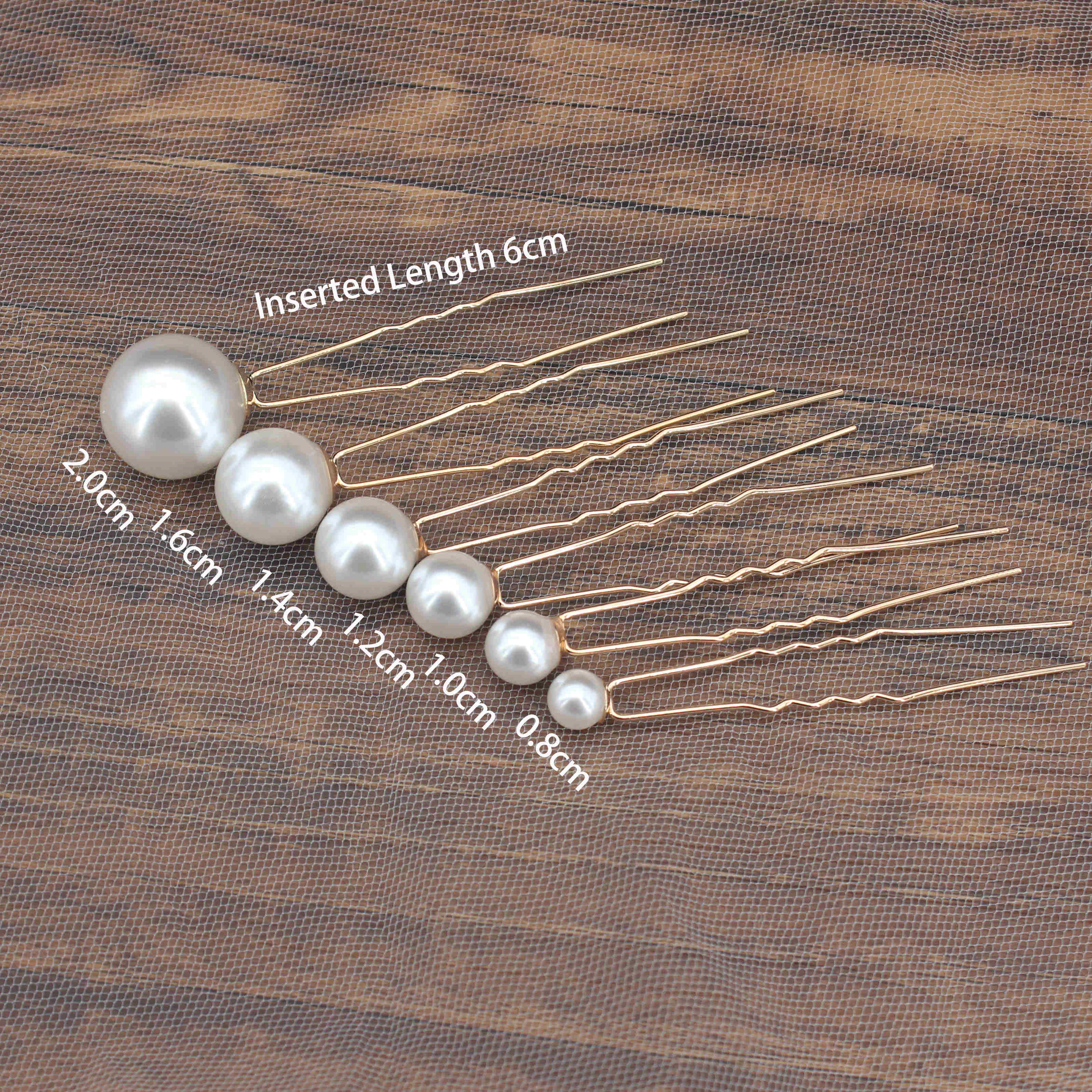 Women Simulated Pearl Hairpin U Shape Metal Barrette Clip Wedding Bridal Hair Accessories Wedding Hairstyle Tools: Gold Set 6pcs