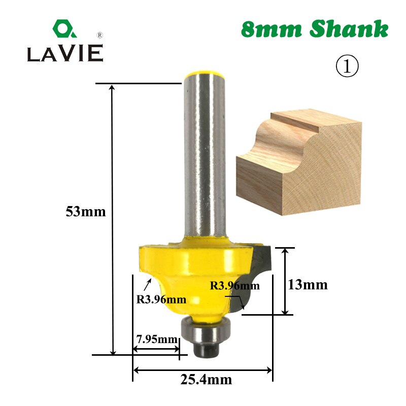 1pc 8mm skaft trefreserbit rett tv spyle trimming rengjøringe rund hjørne vik eske biter fresekutter til tre  mc02042