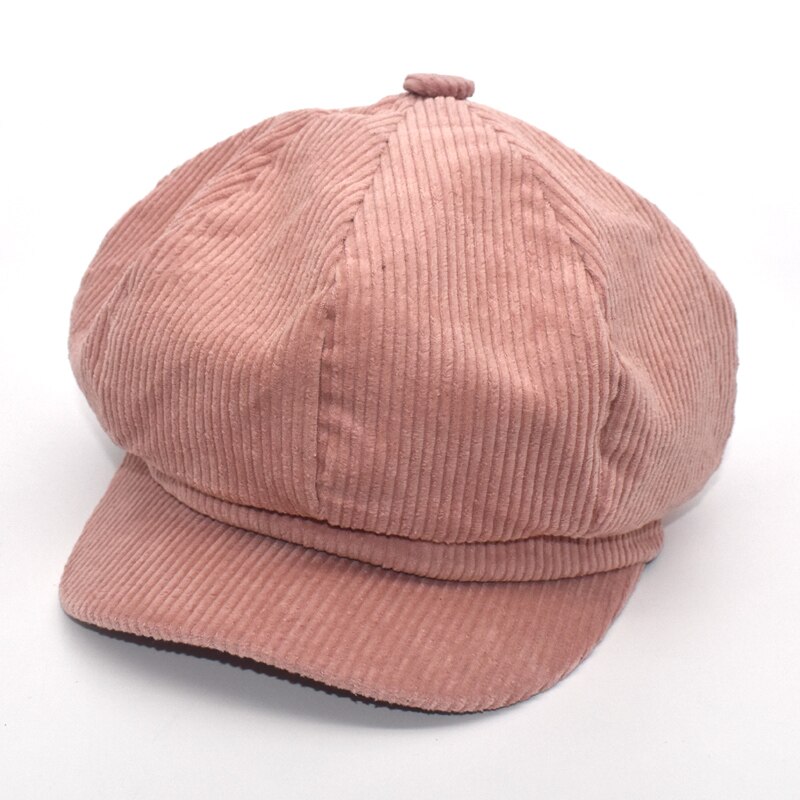 Fuodrao åttkantiga hattar dam vintage baskerhatt höst vinter manchester gorras planas casual newsboy keps  c10: Rosa