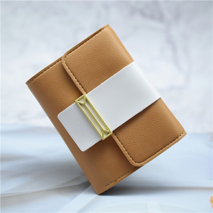 Dames portemonnee en tas van pu leer zwart/blauw/bruin/grijs/roze korte slanke dames portemonnee creditcardhouder portemonnee hoesje: Bruin