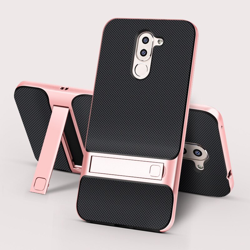 Back Cover voor Huawei Honor 6X Siliconen Case TPU PC 360 3D Stand Telefoon Gevallen Funda Honor6X GR5 Mate 9 Lite Mate9 Mate9Lite: Royce Rose Gold