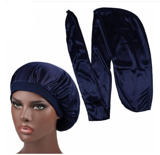 Heren zijden durag match zijden muts voor vrouwen dezelfde kleur zijden durag bandana's voor mannen lange staart durags golfmuts slaapmuts