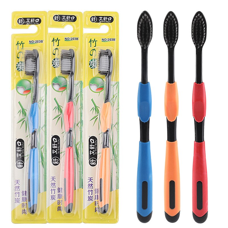 Adult Toothbrush 4Pc/Pack Bamboo Charcoal Toothbrush Portable Manual Tooth Brush Nano Toothbrushes Soft Bristle