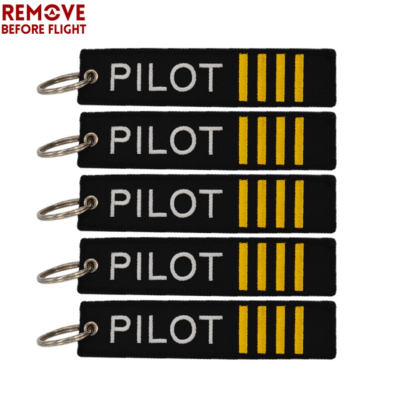 5Pcs Remove Before Flight Pilot Sleutelhangers Borduurwerk Label Sleutelhanger Ketting Voor Luchtvaart Mode-sieraden Accessoires