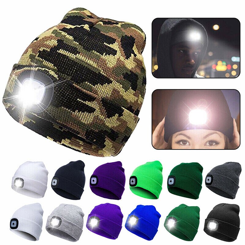 Plein air unisexe LED bonnet chapeau avec USB Rechargeable batterie haute puissance lumière hommes et femmes comme roman pratique