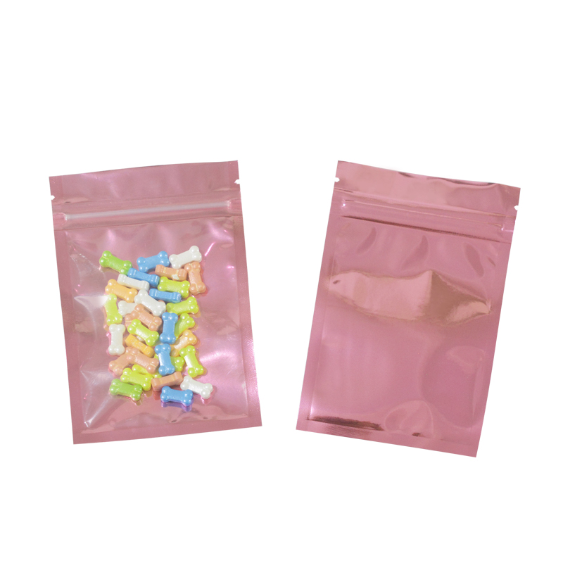 100 Pcs Kleurrijke En Transparante Zip-Lock Zakjes, Voedsel Opslag Zakken Vochtbestendige Zakken Houden Aroma Zip-Lock Zakken: 7.5x6.5 cm / Pink and Clear