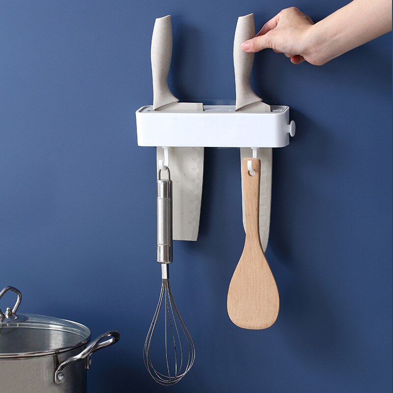 Køkkenknivholder knive stand køkkenudstyr opbevaringsstativ vægmonteret sømløse stativer til knive multifunktionelt rackværktøj