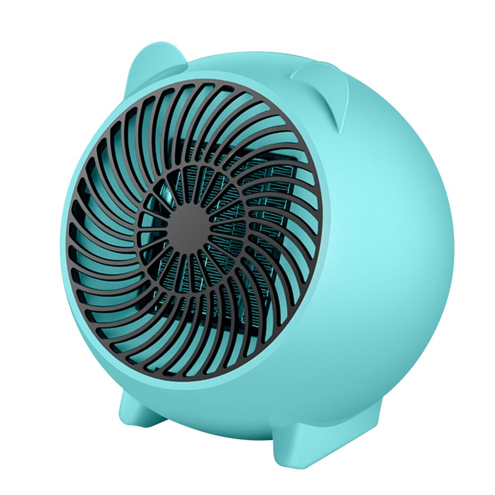 Ue plug mini portátil aquecedor de espaço elétrico casa escritório desktop aquecedor de ar quente aquecedor ventilador silencioso remoto rápido termostato calor: Lake Blue