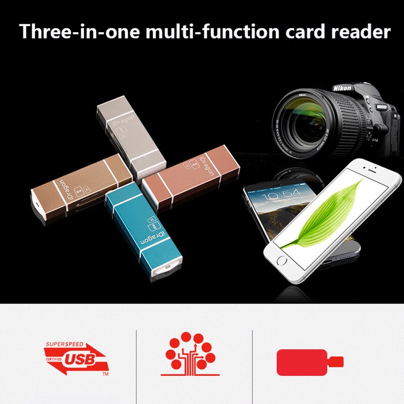 MicroSD SD TF USB2.0 MicroUSB Lightning I-Flash OTG Universal Memory Card Reader for Ipad IPhone Android Phone PC