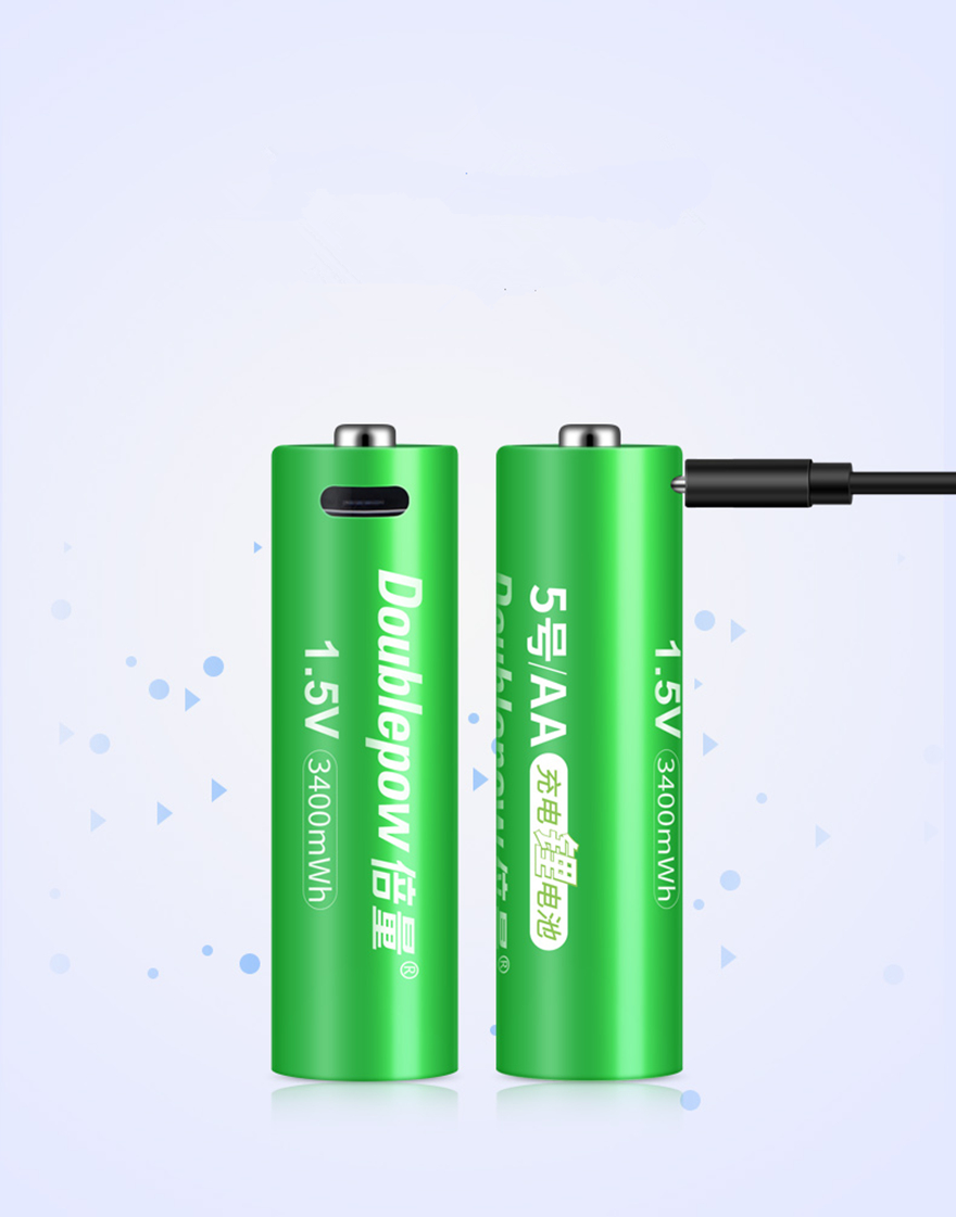 1.5v 3400mWh AA rechargeable battery USB AA rechargeable lithium battery fast charging via Micro USB cable