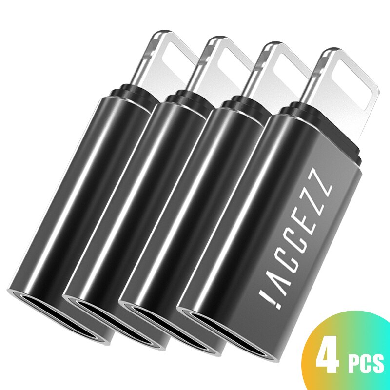 ! ACCEZZ USB OTG Adapter Typ-C Mini Weibliche Zu beleuchtung Männlichen Für Apple Adapter Für iphone X XS XR 8 7 Plus Sync Ladegerät Konverter: 4pc Black