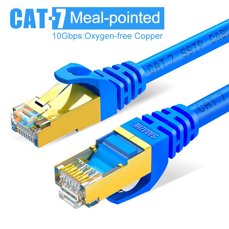 Samzhe Cat7 ftp Ethernet Patch Kabel Cat 7 Lan Kabel Standaard RJ45 Voor Computer Aansluiting 0.5/1/1.5/2/3/5/10/15/20/25/30/40/50M: Blue / 20M