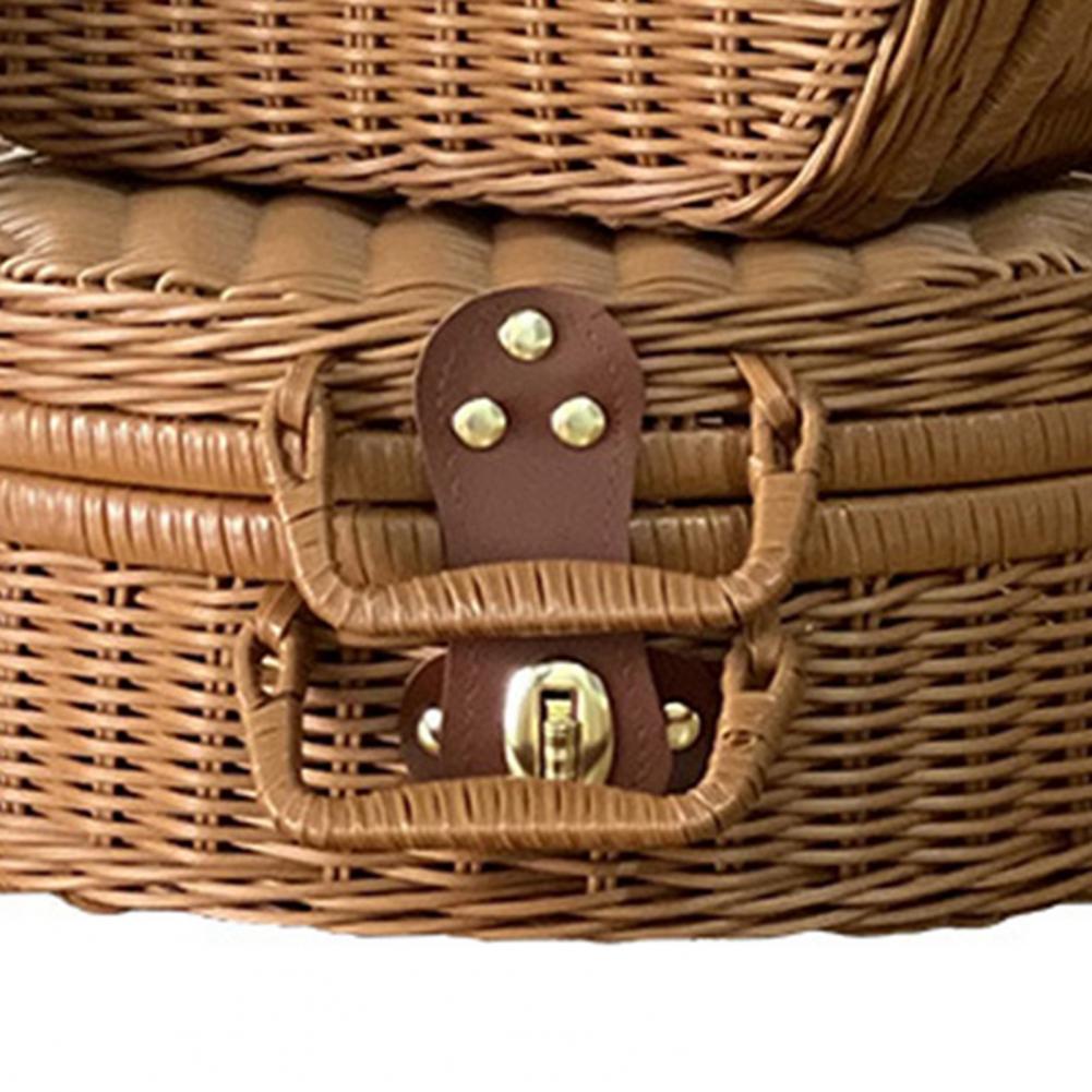 Valise en osier, boîte à bagages tissée en rotin, panier de pique-nique tissé Vintage, boîte de rangement, accessoires ménagers