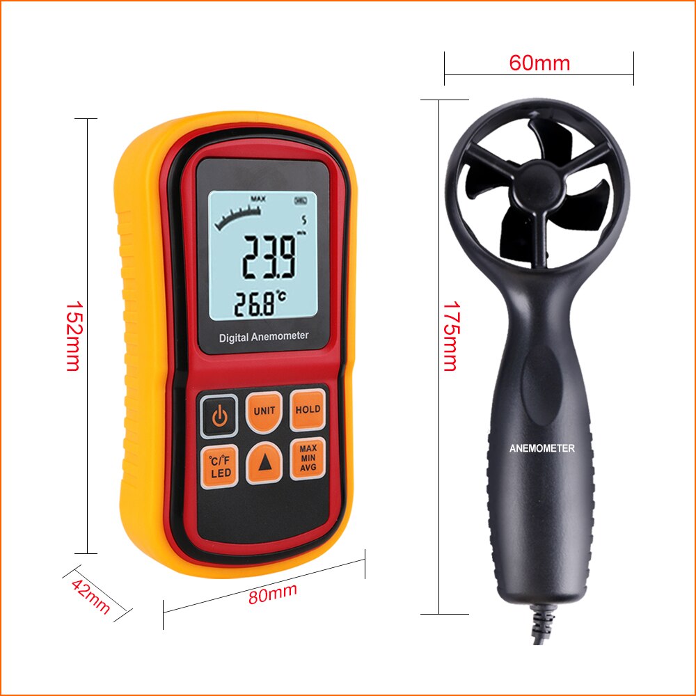 RZ Anemometer Wind Speed Sensor LCD Digital Wind Speed Meter Thermometer Portable 0~30m/s Anemometer Wind Speed Meter Anemometro