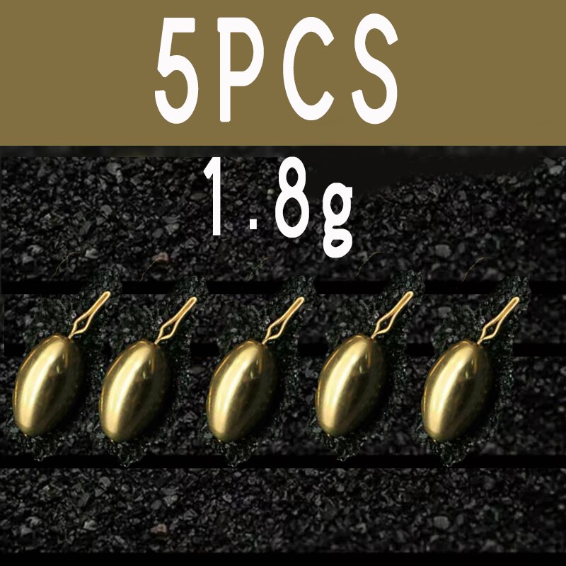 JIGEECARP 5pcs Fishing Bullet Weights Stainless Brass Slip Sinker For Hook Lure Texas Rig Non-Lead Brass Weight Sinker Accessory: 1.8g 5pcs