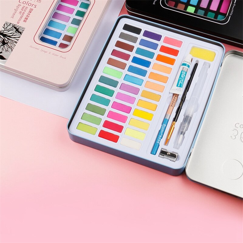 48 Kleuren Solid Aquarel Set Basic Neon Glitter Aquarel Pigment 7Pcs Kit Voor Tekening Art Verf Levert Diy Art levert