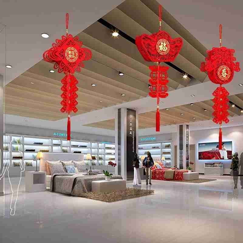 Waterproof Red Paper Lantern Home Decor Three-dimensional Lantern Pendant For Chinese Year Spring Festival Celebration