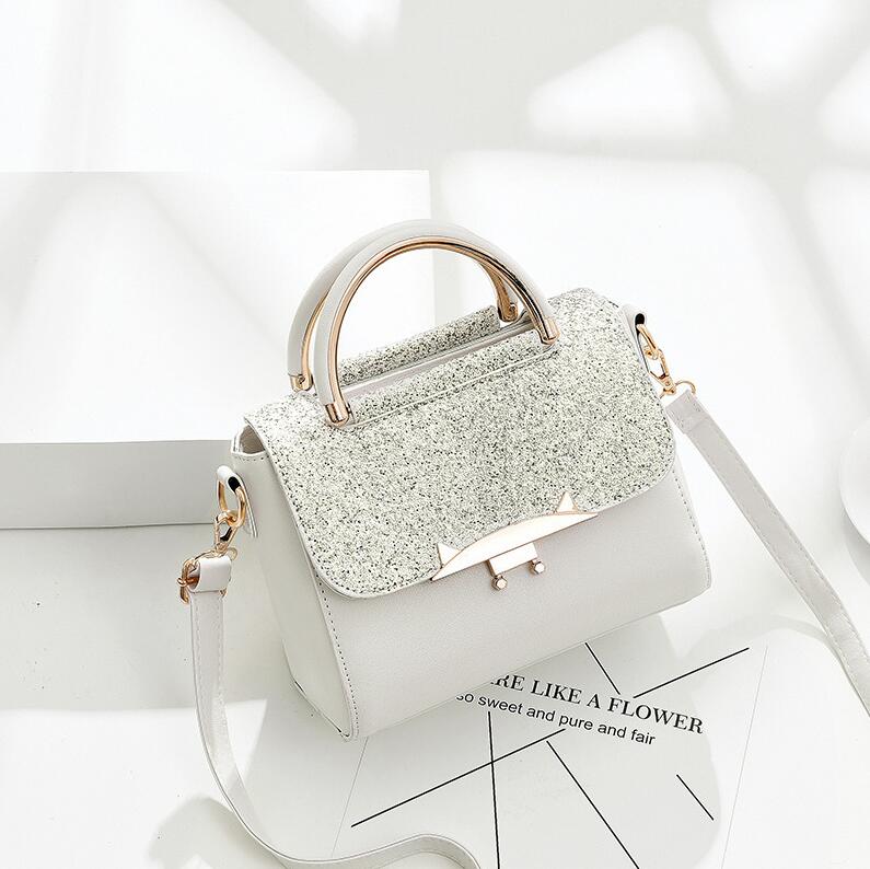 Bolso pequeño de Metal con de cabeza de león, forma cuadrada, bandolera, de , para mujer: White