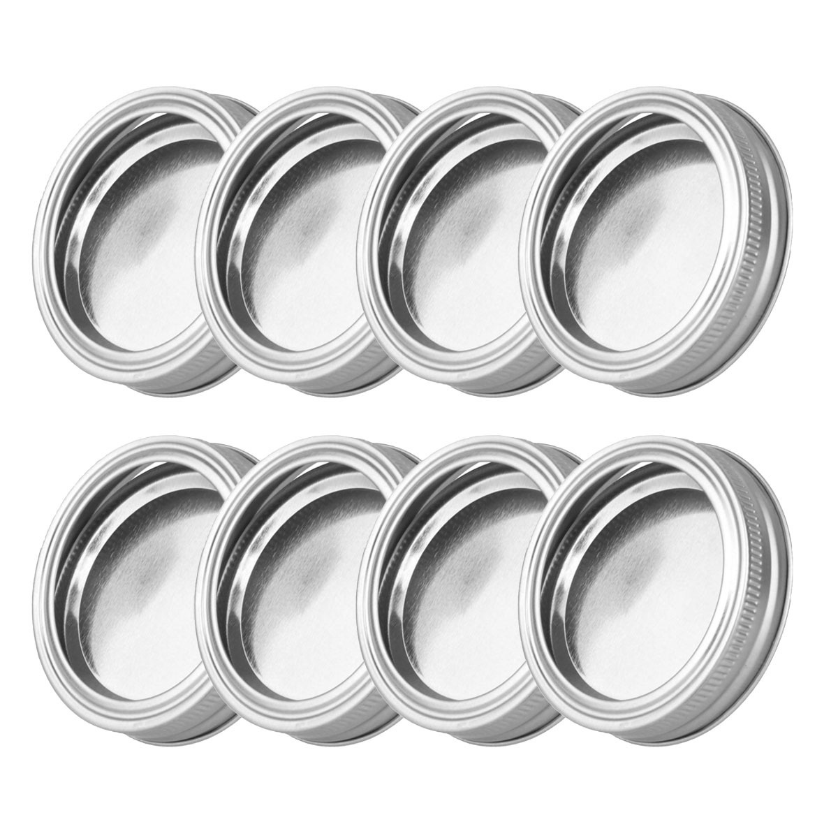 8 70mm/86mm Glass Jars Lids Stainless Steel Metal Caps DIY Decoration Split Sealing Covers with Discs Kit for Mason Canning Jar