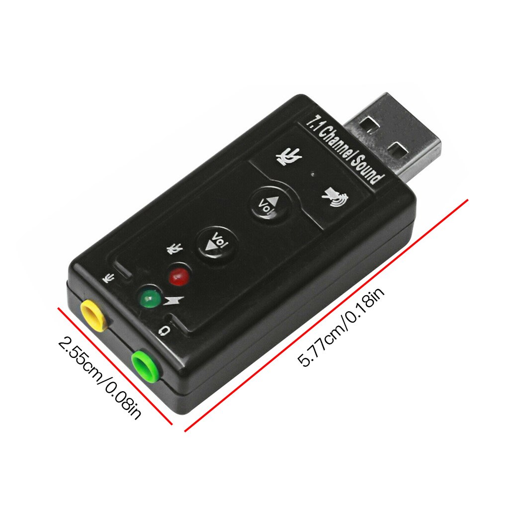 USB7.1 Channel Sound Adapter Driverless External Stereo Card Audio USB Device for Desktop