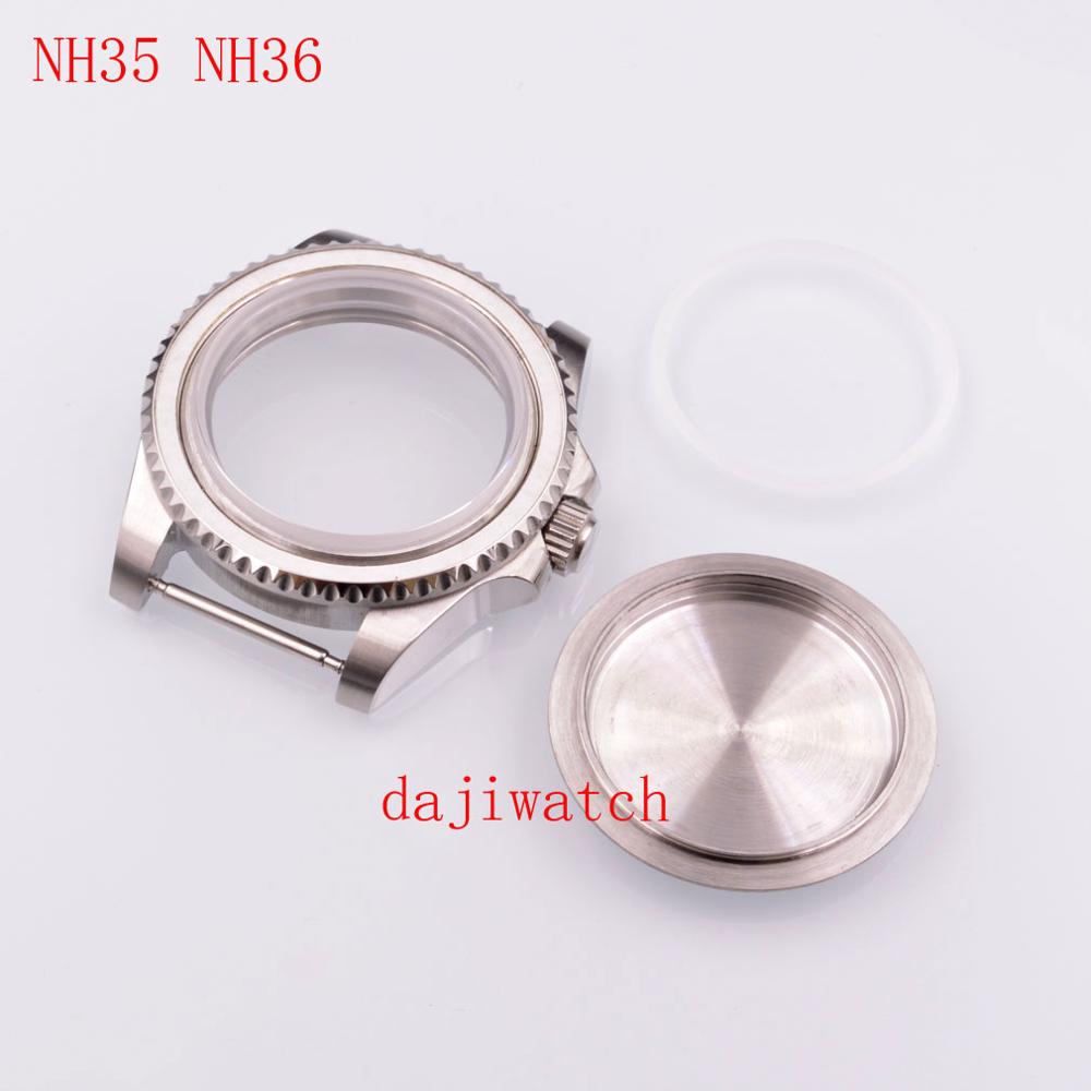 316 Volledige Steel Case Past NH35 NH35A NH36 NH36A Beweging 40Mm Horloge Saffier Glas Case Frameloze Insert