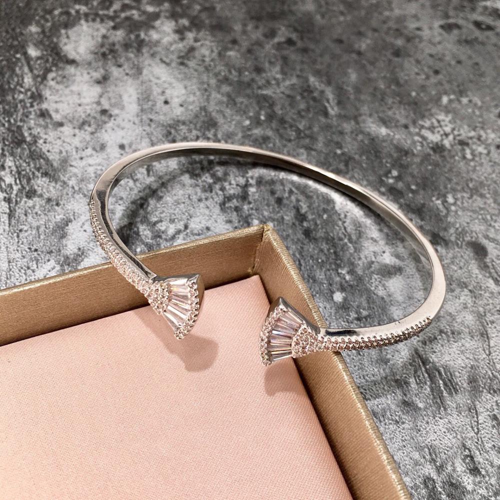 Cuff Bracelet - Geometric Design - Platinum, Rose Gold, Gold Plated Copper - Women's Luxury Crystal Bangle: Plated