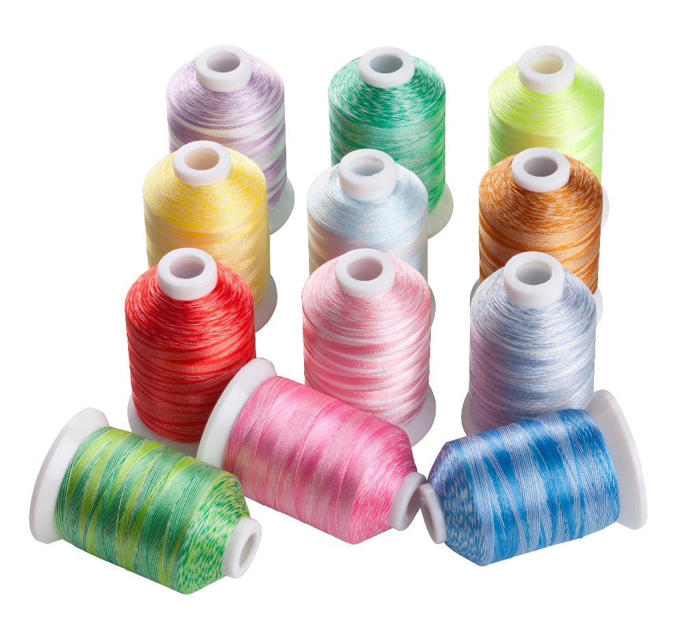 SIMTHREAD 12 Variegated Colors Polyester Embroidery Machine Thread 1000M/Spool