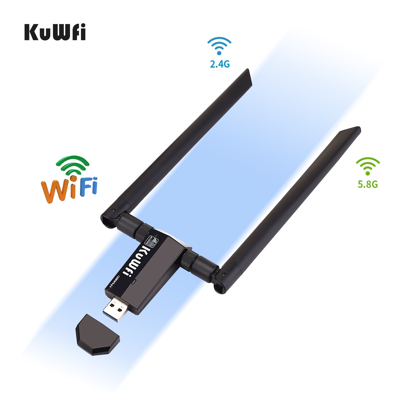 KuWFi mini USB3.0 Wifi Adapter 1200Mbps 5dBi Antenne PC USB Wi-fi Empfänger Dual Band High Speed Drahtlose Netzwerk Karte