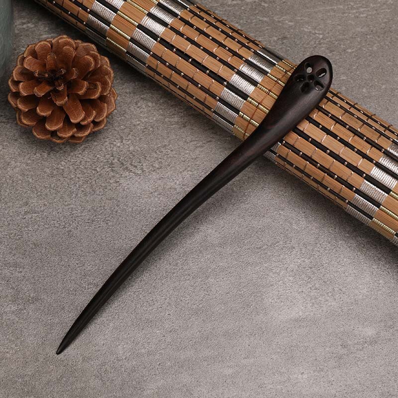 Horquilla china antigua tallada a mano de sándalo negro para mujer, vestido Hanfu, horquillas de madera para el pelo, joyería de peinado en espiral para Cosplay: Style 1