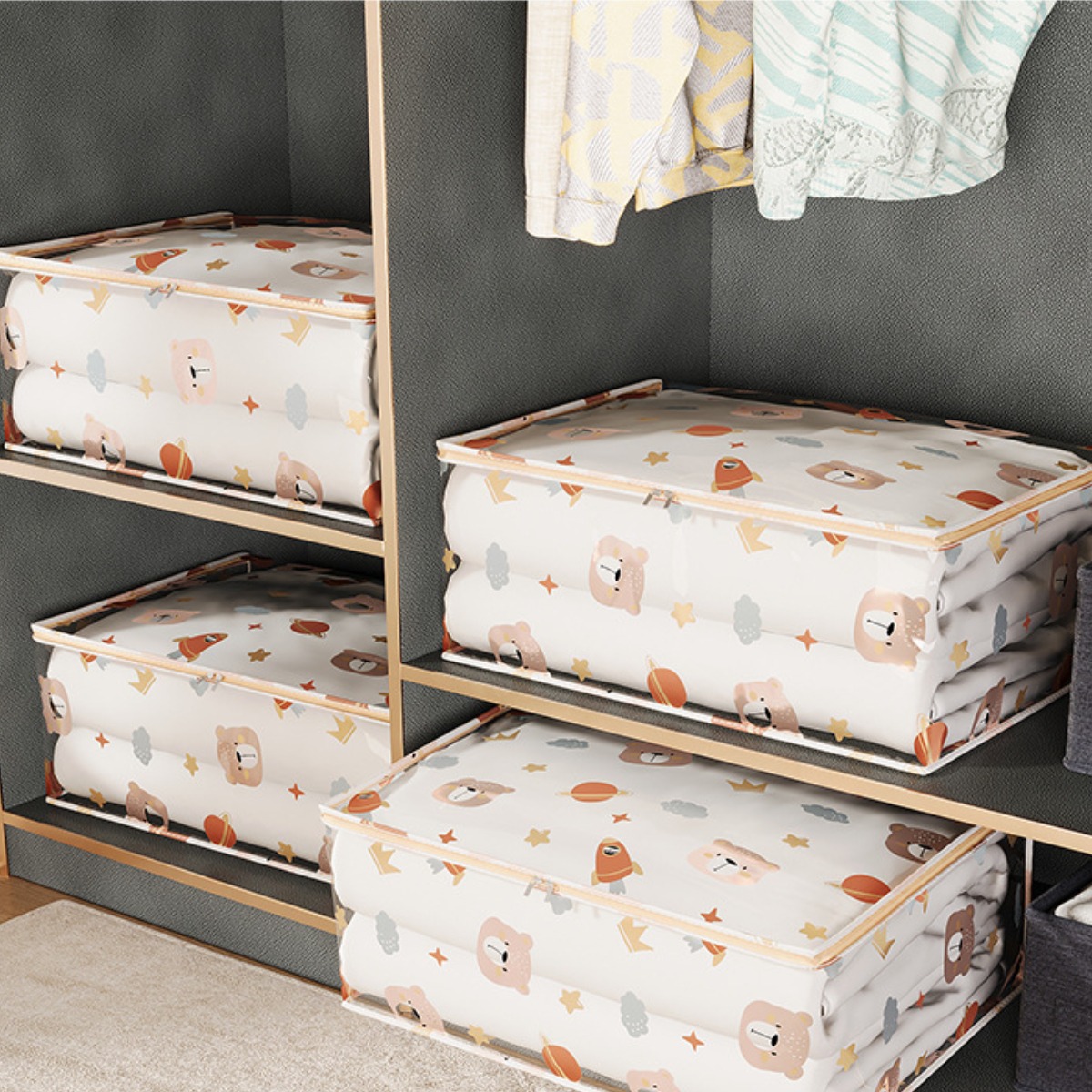 Caja de almacenamiento para parte inferior de cama, colcha de ropa plegable gruesa, bolsa de almacenamiento organizadora de artículos diversos para juguetes y polvo para el hogar