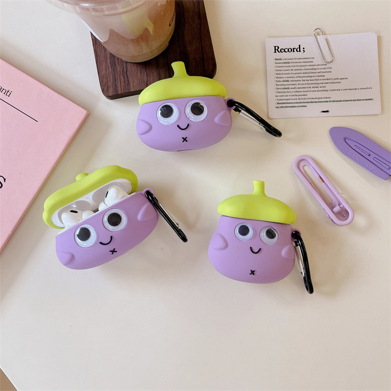 Leuke Cartoon Aubergine Pop Oortelefoon Hoesje Voor Apple Airpods Pro2 Case Voor Airpods 3 3e Generatie Airpod 2 1 Hoesje: 3XS