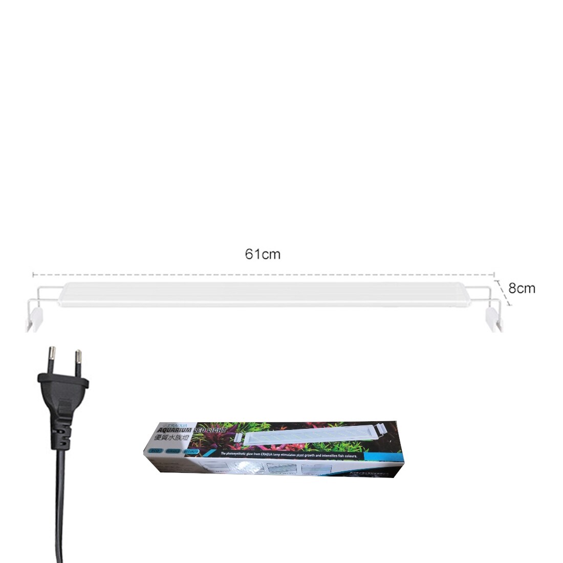 220-240VAquarium Led Licht Super Slim Fish Tank Aquatic Plant Groeien Verlichting Waterdichte Bright Clip Lamp Blauw Planten Led 18-70Cm: 60CM 20W