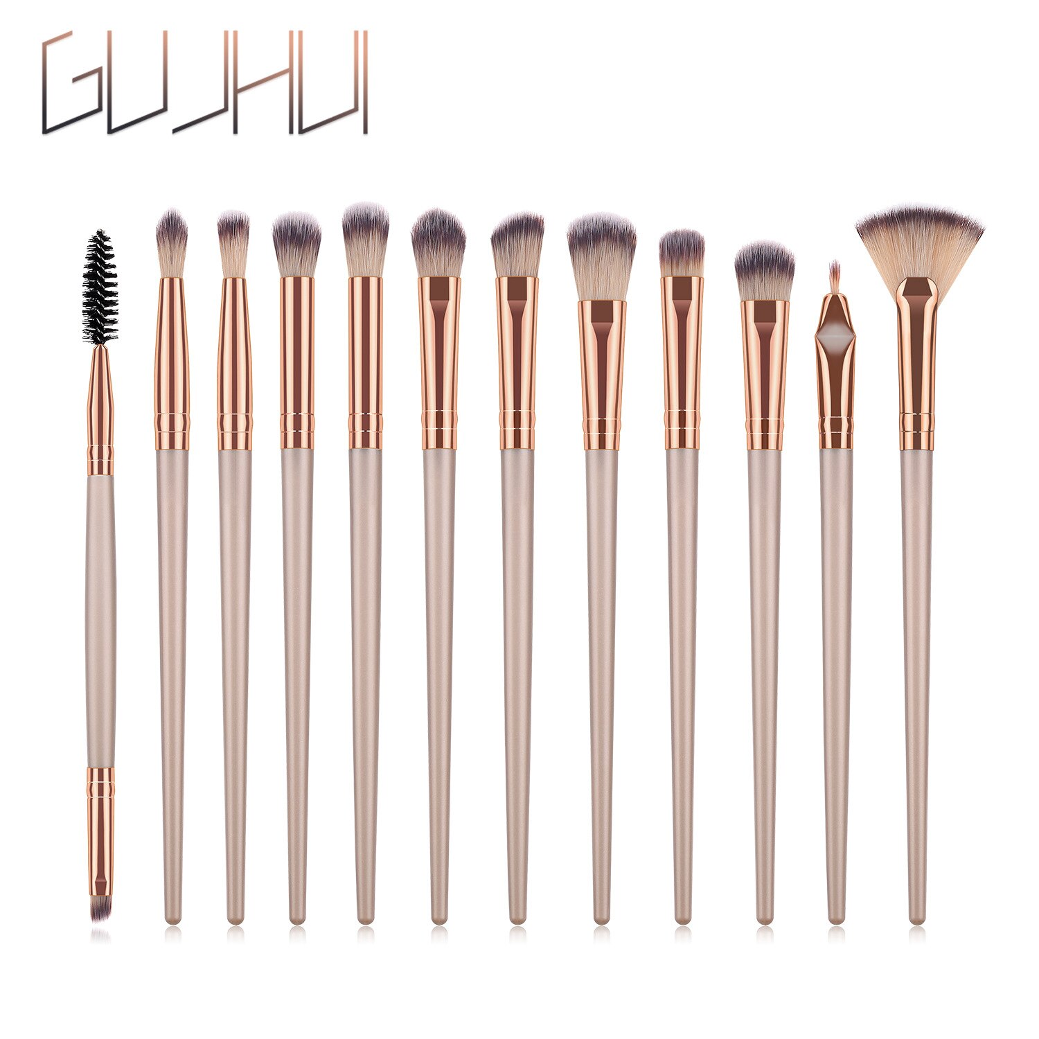 12 Pcs/set Eye Makeup Brush Face Eye Shadow Eyeliner Eyebrow Nylon Fiber Brush Fan-Shaped Brush Cosmetics Tool: 02