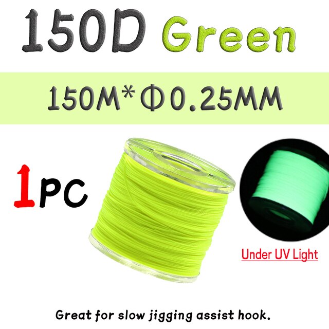 WIFREO 150D słonowodne wędkowanie spowolnienie Assist Jigging haki wiążące nici ręcznie dzianinowe nici Fishing Lure wiązanie muchowe Gear Tackle: 150D UV Green