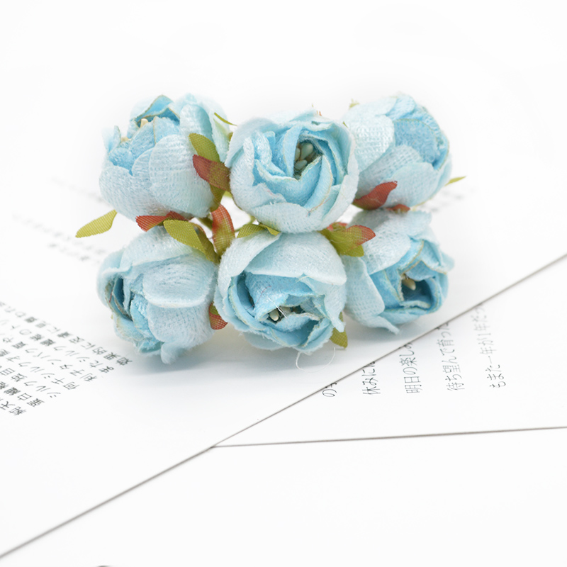6 piezas de flores artificiales rosas de té flores decorativas para boda coronas adornos navideños para el hogar diy Caja de estampa: C