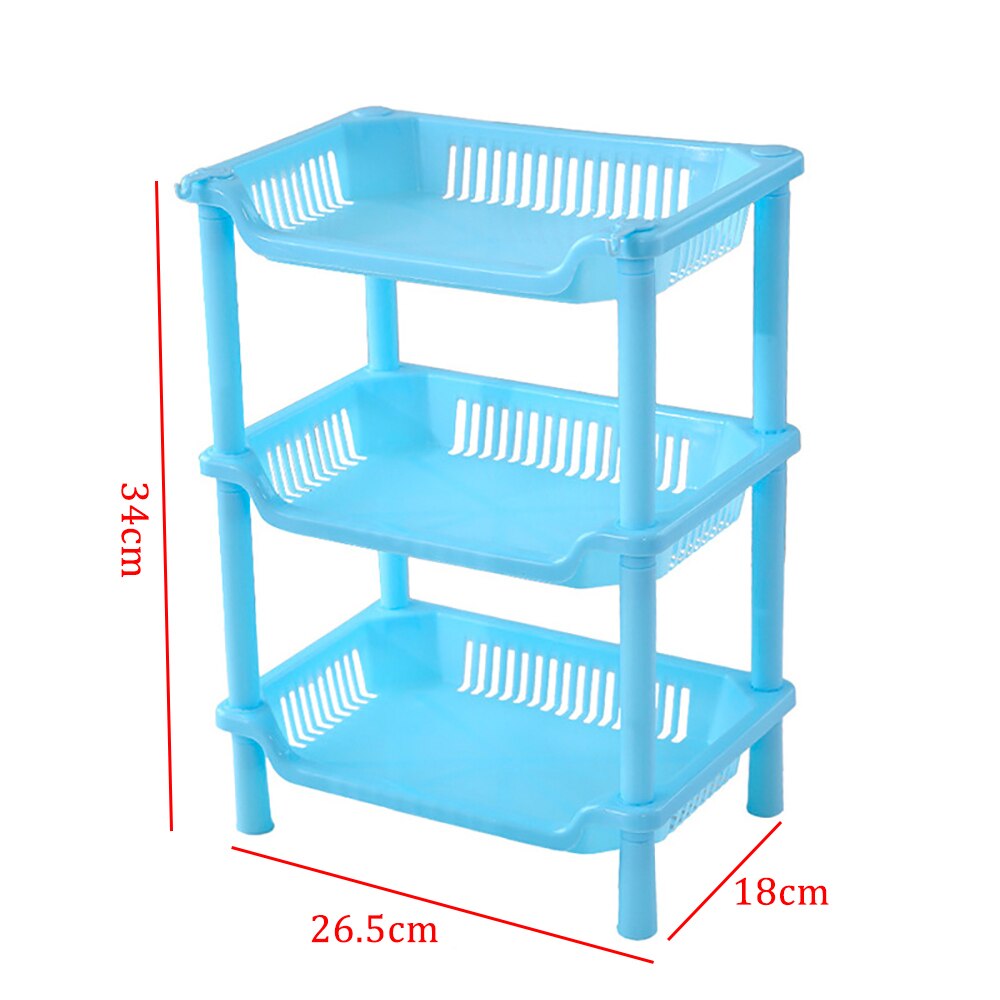 Organisateur de cuisine à 3 niveaux, étagère de rangement en plastique de , articles divers, étagère de salle de bain, Organization à domicile: Blue Square