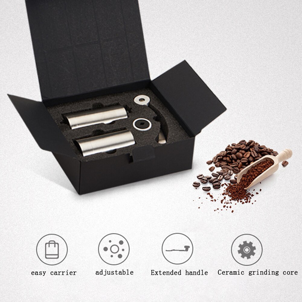 Roestvrij Staal Handmatige Koffiemolen Set Koffiezetautomaat Molen Keramische Metalen Hand Koffiemolen Maker Draagbare Koffie Gereedschap