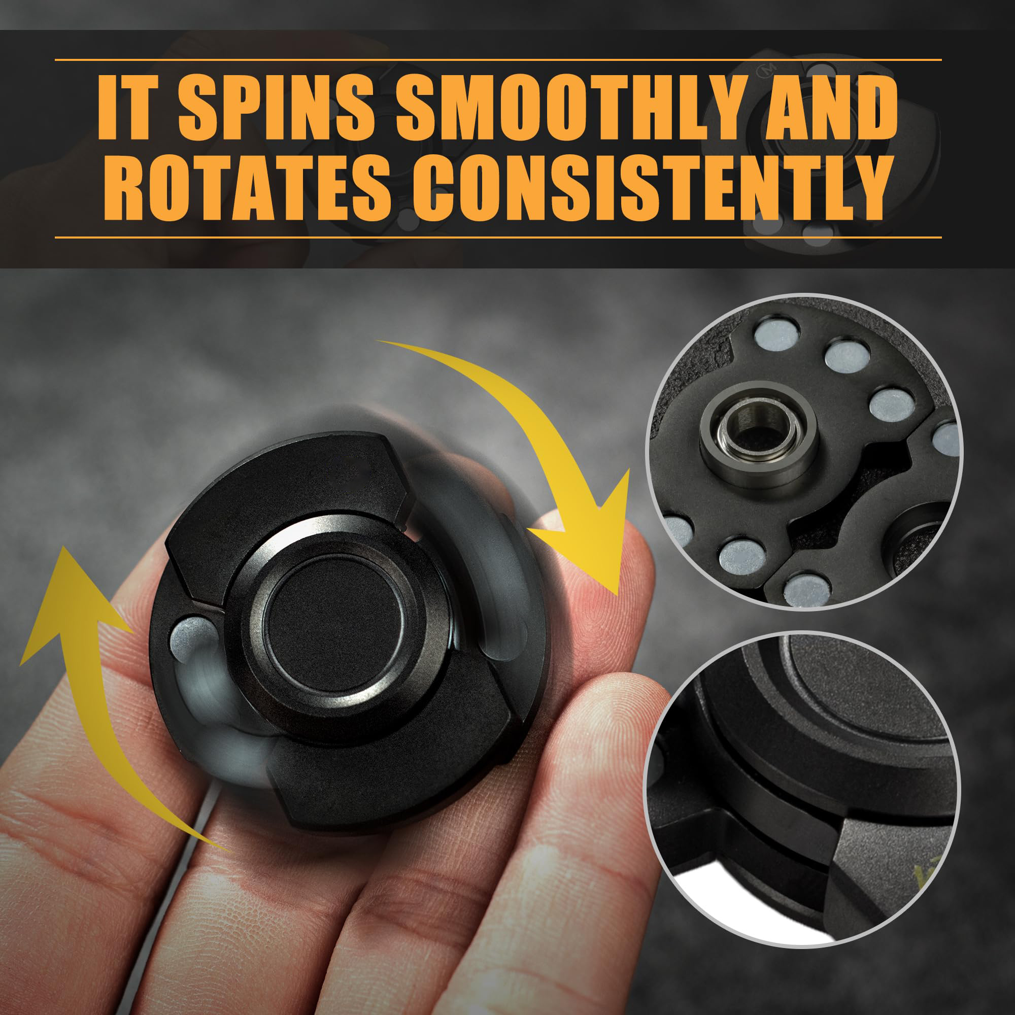 Combo de deslizador y spinner Fidget 3 en 1 de acero inoxidable con botón de clic, juguete de Metal para aliviar el estrés de adultos