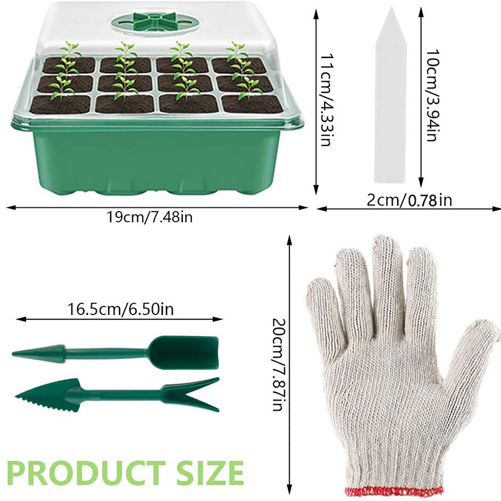 Seed Starter Kit Plant Propagator Tray Set Germination Grow Kit Nursery Pots 12 Cells Seedling Trays Planting Tool Garden Decor