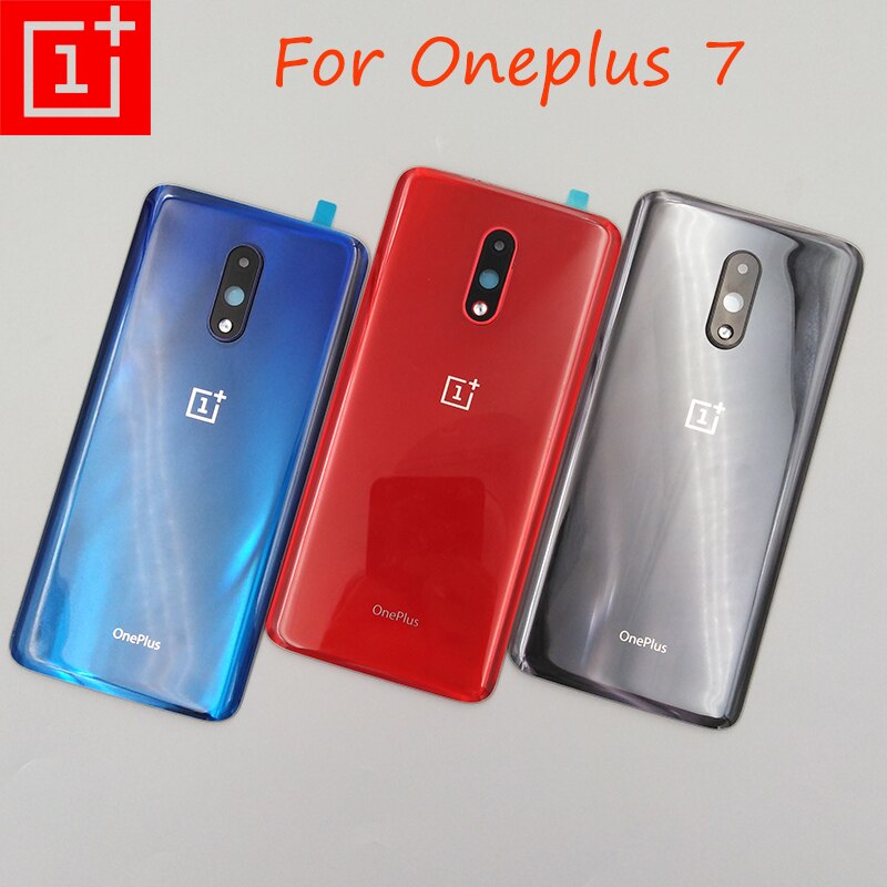 Oneplus 7 parti posteriori di riparazione della custodia della batteria di ricambio del coperchio dell&#39;alloggiamento dello sportello del pannello posteriore in vetro per One Plus 1 + 7 con obiettivo della fotocamera + Logo